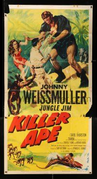 4j510 KILLER APE 3sh '53 Weissmuller as Jungle Jim, drug-mad beasts ravage human prey!