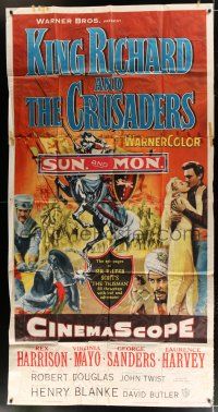 4j514 KING RICHARD & THE CRUSADERS 3sh '54 Rex Harrison, Virginia Mayo, George Sanders, Holy War!