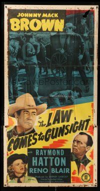 4j524 LAW COMES TO GUNSIGHT 3sh '47 great images of tough cowboy Johnny Mack Brown!