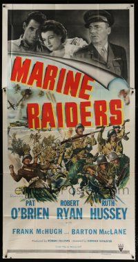 4j560 MARINE RAIDERS 3sh '44 artwork of Pat O'Brien & Robert Ryan with rifles & bayonets!