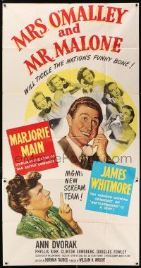 4j578 MRS. O'MALLEY & MR. MALONE 3sh '51 Marjorie Main & Whitmore tickle the nation's funny bone!