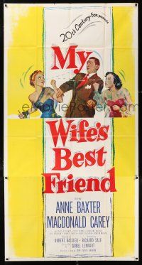 4j583 MY WIFE'S BEST FRIEND 3sh '52 art of Macdonald Carey between Catherine McLeod & Anne Baxter!
