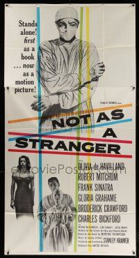 4j596 NOT AS A STRANGER 3sh '55 doctor Robert Mitchum, Olivia De Havilland, Frank Sinatra!