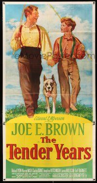 4j692 TENDER YEARS 3sh '48 minister Joe E. Brown hand-in-hand with son & cool Boxer fighting dog!