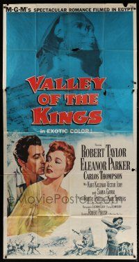 4j724 VALLEY OF THE KINGS 3sh '54 art of Robert Taylor & Eleanor Parker in Egypt, Sphinx image!