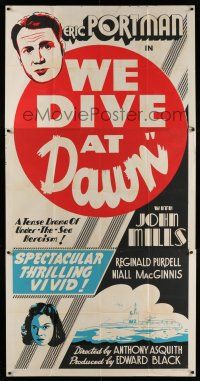 4j021 WE DIVE AT DAWN Canadian 3sh '43 John Mills in a tense drama of under-the-sea heroism!