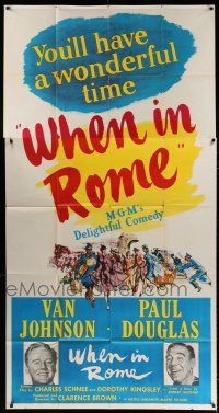4j731 WHEN IN ROME 3sh '52 great smiling portraits of Van Johnson & Paul Douglas + artwork!