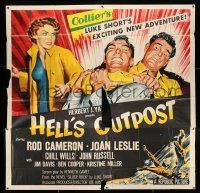 4j210 HELL'S OUTPOST 6sh '55 art of Rod Cameron fighting John Russell as Joan Leslie watches!