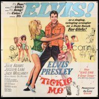 4j251 TICKLE ME int'l 6sh '65 huge full-length image of Elvis Presley & sexy Julie Adams!