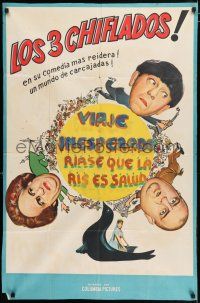 4j059 THREE STOOGES Argentinean '60s wacky different art of Larry, Moe & Curly!