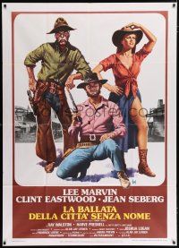 4j164 PAINT YOUR WAGON Italian 1p R70s Aller art of Clint Eastwood, Lee Marvin & sexy Jean Seberg!