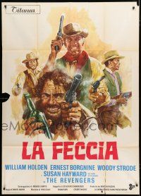 4j170 REVENGERS Italian 1p '72 different art of William Holden, Ernest Borgnine & Woody Strode!