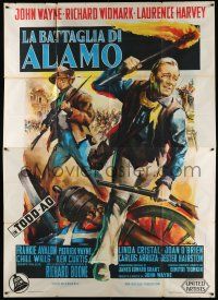 4j067 ALAMO Italian 2p '61 different art of John Wayne & Richard Widmark by Giorgio Olivetti!