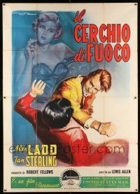 4j069 APPOINTMENT WITH DANGER Italian 2p '51 De Seta art of tough Alan Ladd & bad Jan Sterling!