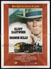 4j071 BRONCO BILLY Italian 2p '80 Clint Eastwood directs & stars, different train image!