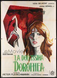 4j074 DOROTHEA'S RACHE Italian 2p '74 great Enrico De Seta art of Anna Henkel & torture scene!