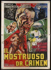 4j076 EL MONSTRUO RESUCITADO Italian 2p '60 cool art of mad scientist & his monster creation!