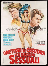 4j080 GAY DECEIVERS Italian 2p '69 different Gasparri art of sexy girl stripping by fake gay guys!