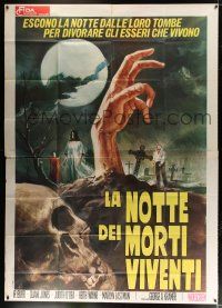 4j086 NIGHT OF THE LIVING DEAD Italian 2p '70 cool different Ciriello art of zombies in graveyard!