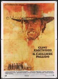 4j087 PALE RIDER Italian 2p '85 great artwork of cowboy Clint Eastwood by C. Michael Dudash!