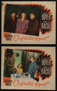 4k915 CONFIDENTIAL AGENT 2 LCs '45 Lauren 'The Look' Bacall, Charles Boyer & George Coulouris!