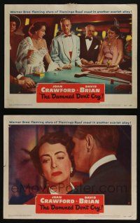 4k922 DAMNED DON'T CRY 2 LCs '50 smoking Joan Crawford gambling at roulette & w/ Kent Smith!