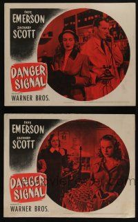 4k923 DANGER SIGNAL 2 LCs '45 Faye Emerson, Zachary Scott, film noir!