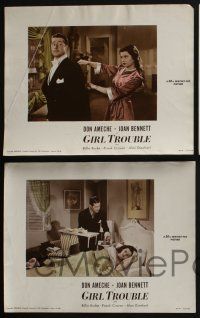 4k528 GIRL TROUBLE 7 color-glos 11x14 stills '42 great images, all w/ Don Ameche and Joan Bennett!