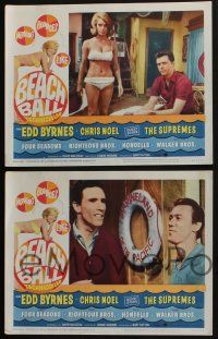 4k102 BEACH BALL 8 LCs '65 Edd Byrnes, Chris Noel, The Supremes, sexy girl in bikini border art!