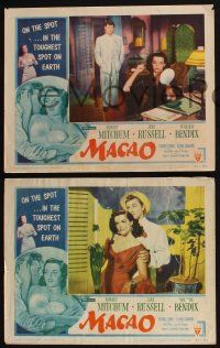 4k847 MACAO 3 LCs '52 Josef von Sternberg, Robert Mitchum, sexy Jane Russell, gambling!