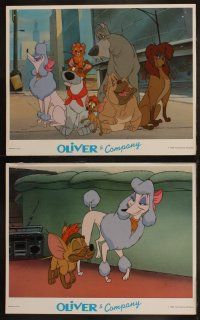 4k361 OLIVER & COMPANY 8 LCs '88 cartoon images of Walt Disney cats & dogs in New York City!