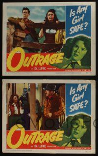 4k753 OUTRAGE 4 LCs '50 directed by Ida Lupino, is Mala Powers or any other girl safe!