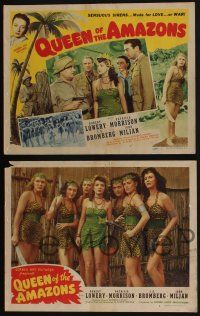 4k391 QUEEN OF THE AMAZONS 8 LCs '47 Robert Lowery, Patricia Morrison, sexy jungle women!
