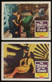 4k882 TERROR OF THE TONGS 3 LCs '61 English Hammer horror, Yvonne Monlaur, drug-crazed assassins!