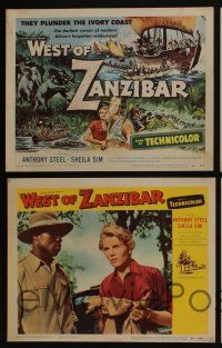 4k496 WEST OF ZANZIBAR 8 LCs '54 Anthony Steel, Sheila Sim, safari adventure, elephants!