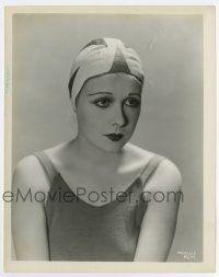 4m089 ANITA PAGE 8x10.25 still '20s wearing a slick bath cap of white printed rubber w/red & blue!