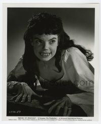4m176 BRIDES OF DRACULA 8.25x10 still '60 best c/u of vampire Andree Melly showing her fangs!