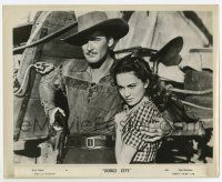 4m289 DODGE CITY 8x10 still '39 c/u of Errol Flynn with his gun drawn protects Olivia De Havilland