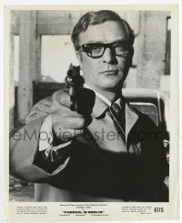 4m368 FUNERAL IN BERLIN 8.25x10 still '67 best close up of spy Michael Caine pointing gun!