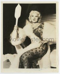 4m567 MAE WEST 8x10 still '35 looking in mirror in sexy lace & fur outfit by Richee!