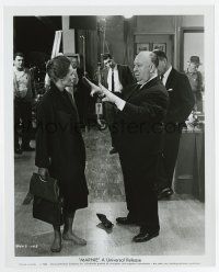 4m594 MARNIE candid 8x10 still '64 Alfred Hitchcock framing Tippi Hedren with his eloquent hands!