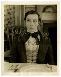 4m665 OUR HOSPITALITY 8x10.25 still '23 wonderful close up of Stone Face Buster Keaton at table!
