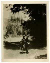 4m664 OUR HOSPITALITY 8x10.25 still '23 far shot of Buster Keaton & Natalie Talmadge in woods!