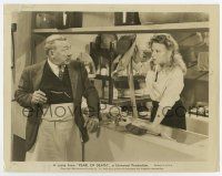 4m675 PEARL OF DEATH 8x10.25 still '44 startled man helps Evelyn Ankers wash dishes!