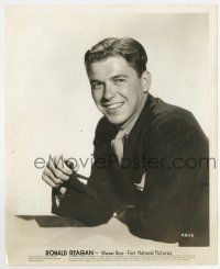 4m727 RONALD REAGAN 8.25x10 still '40 super young portrait in tie & jacket and holding pipe!