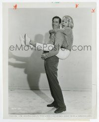 4m748 SEND ME NO FLOWERS 8.25x10 still '64 strong Rock Hudson holding Doris Day on his back!