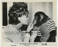 4m308 DR. TERROR'S HOUSE OF HORRORS candid 8x10 still '65 chimp gets makeup tips from Isla Blair!