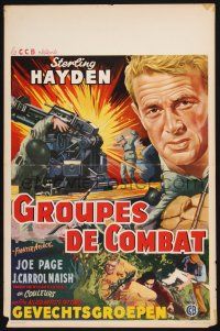 4p401 FIGHTER ATTACK Belgian '53 cool artwork of Sterling Hayden in World War II!