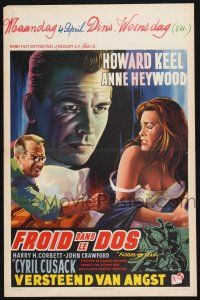 4p403 FLOODS OF FEAR Belgian '59 different art of Howard Keel & sexy Anne Heywood in peril!