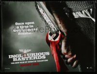 4p134 INGLOURIOUS BASTERDS teaser DS British quad '09 Tarantino, cool image of knife through flag!
